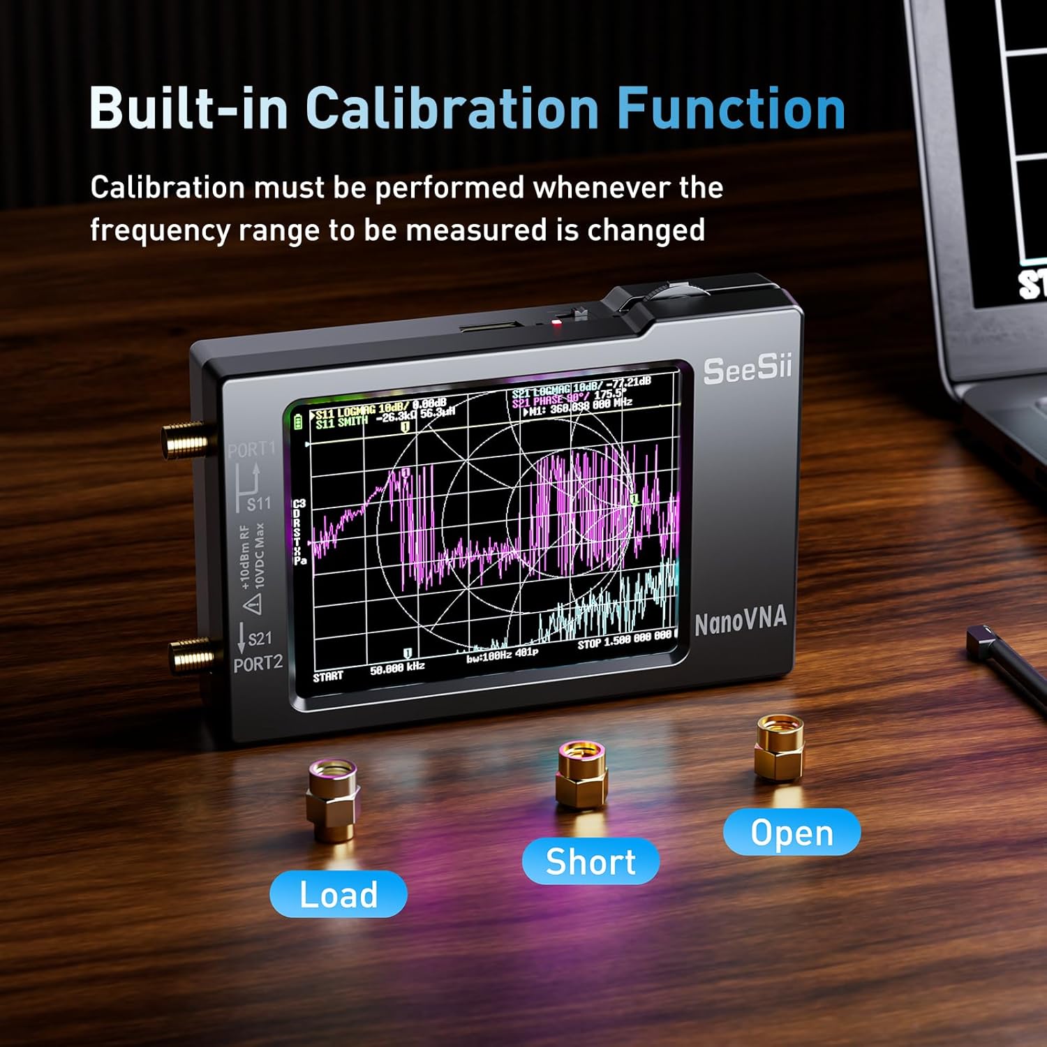 SEESII Nanovna-H Vector Network Analyzer,Upgraded HW3.6 10KHz-1.5GHz MF HF VHF UHF Antenna Analyzer, Measuring S Parameters, Voltage Standing Wave Ratio,Phase,Delay,Smith Chart,Support Data Storage