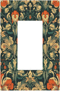 Decorative Outlet Covers William Morris Abstract Floral Plant Pattern Orangeyellowgreen 1 Gang Single Rocker Light Switch Cover Plate Wall Plates GFCI Faceplate for Bedroom living Room Decor