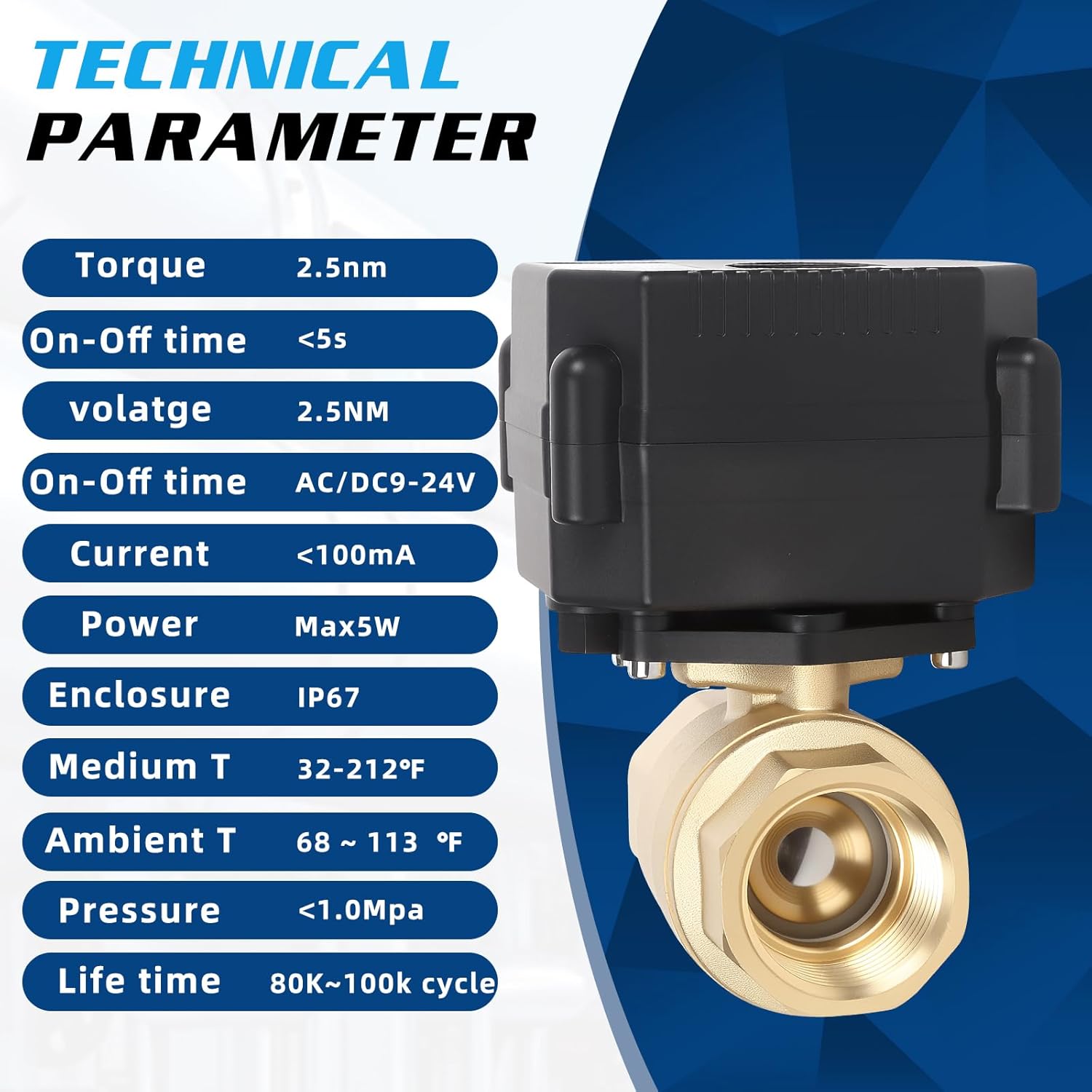 3/4" Brass Motorized Ball Valve 30 Pack - NPT Electric Water Valve 2 Wire with Full Port,9-24V AC/DC Electrical Ball Valve,Auto Return