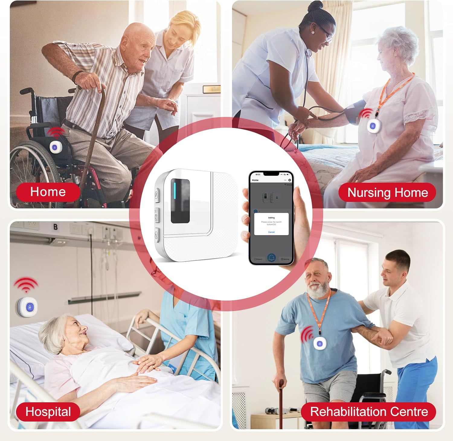 CallToU Wi-Fi Wireless Caregiver Pager Call Button for Elderly at Home , APP Emergency Alert for Seniors, Patients, and The Disabled (TY01WH-CB01-US 2-2)