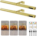 19.7inch Battery Operated Wireless Picture Light，Remote Control Painting Display Lights, Rechargeable Wall Lights with Three Modes and Power Display for Art Frame (Gold-2set)