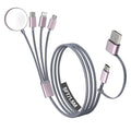 Travel Essentials, 4 in 2 Multi Charging Cable for Apple Watch Charger/iPhone Charger,USB C Cable Cord for iPhone 17-11/iWatch Ultra/10-2/Galaxy S25-S20, Android Phones, Kindle, MP3-Grey,5FT