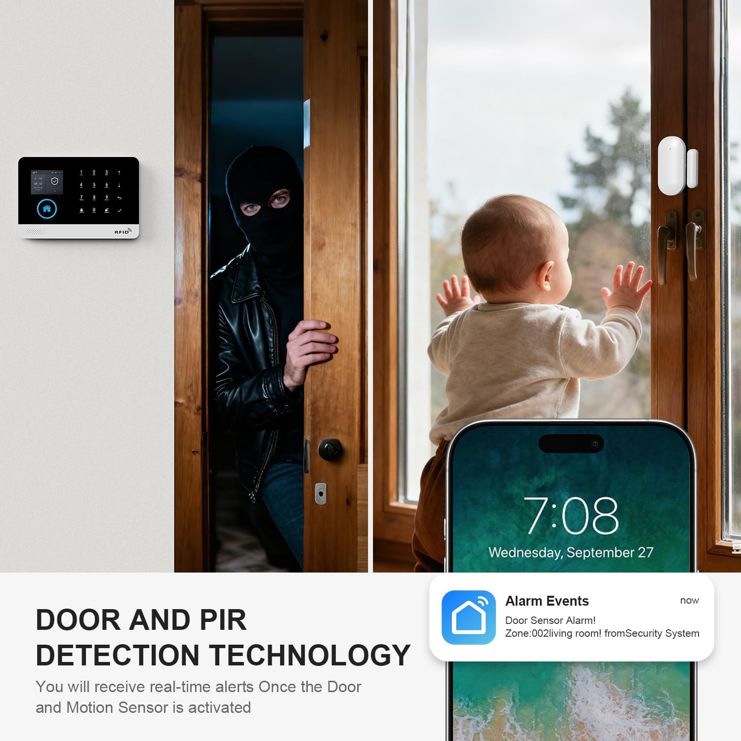 LWOHSI Smart Home Alarm,GSM 4G/WiFi Home Security Systems with DIY Door Window Sensors and Motion Sensors,Loud Siren,Remote,Work with Google for House,Villa,Apartment,No Contract Fee