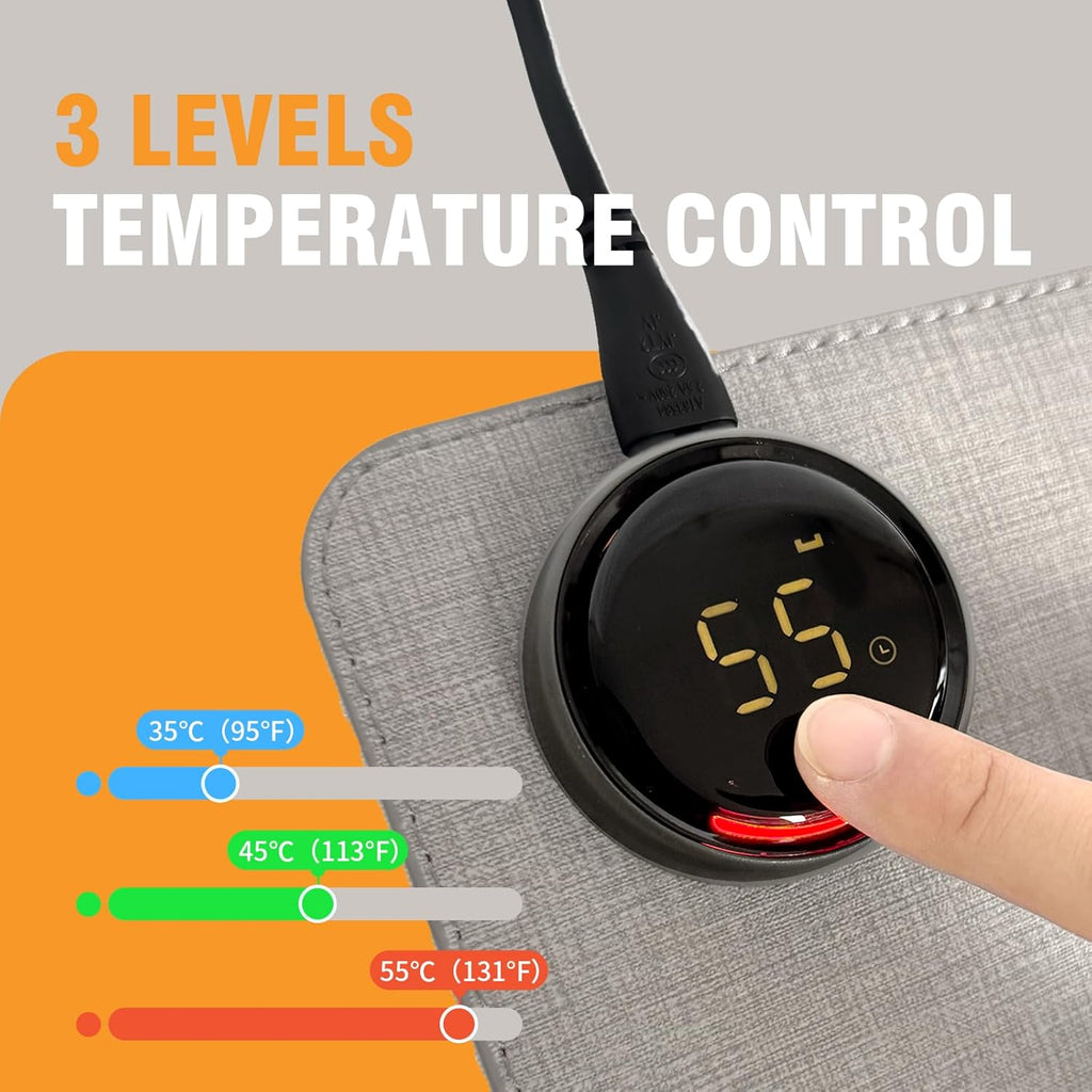 Heated Desk Pad Mouse Pad - 3-Level Temperature Control, 6-Level Timer (4-9 Hours), PVC Material, Desk Mat for Keyboard and Mouse,31.5" x 13"