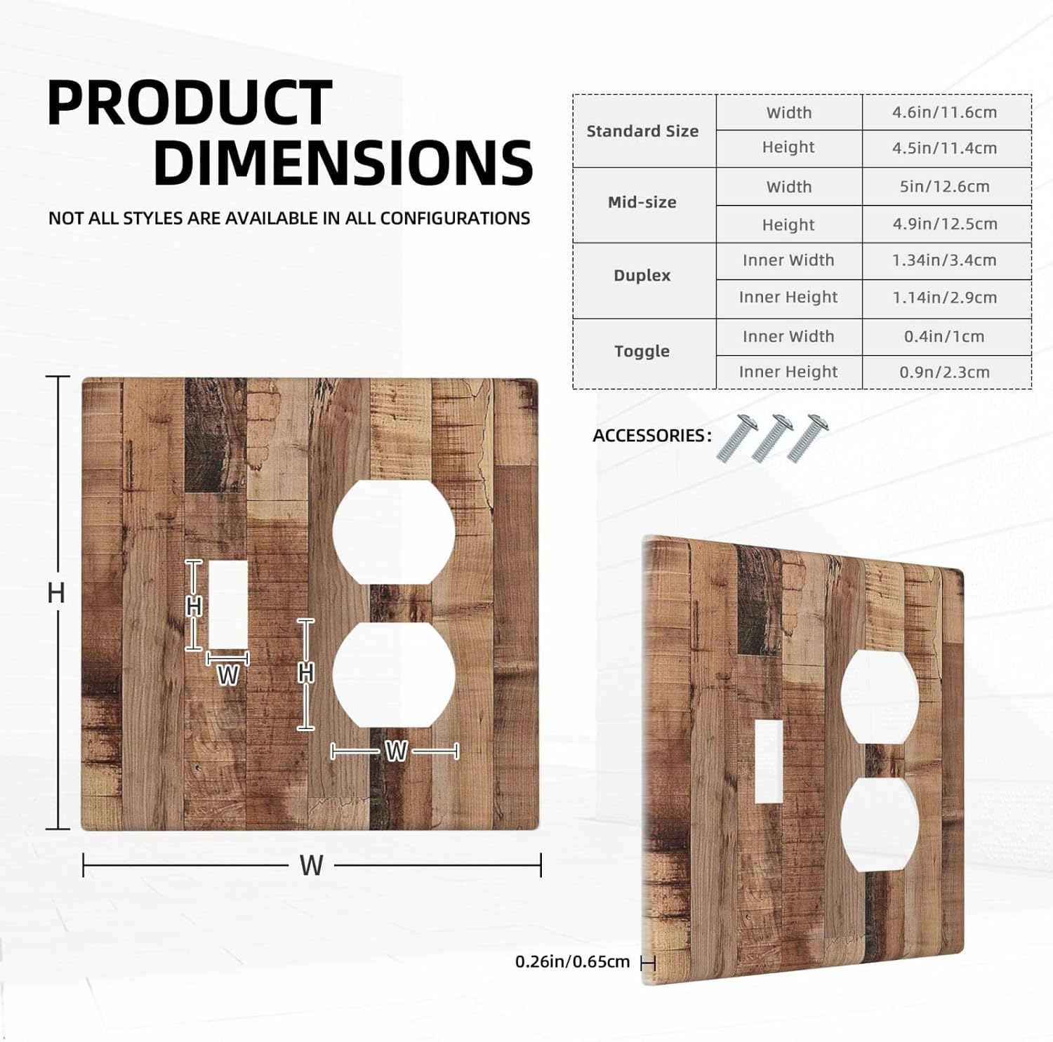 Wallplates Rustic Brown Wood Grain 1 Toggle 1 Duplex Switch Plate Electrical GFCI Faceplate Decorative Light Switch Covers for Farmhouse Kitchen Decor