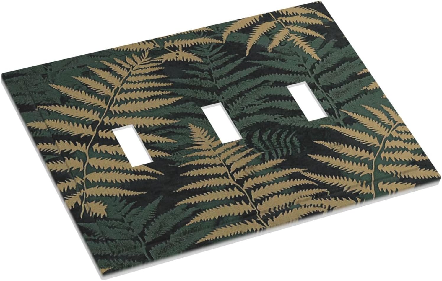 Decorative Switch Plates Botanical Fern Green Leaf Forest 3 Gang Wall Plate Triple Toggle Light Switch Cover Faceplate Electrical Wall Panels For Bed Room Home Decor