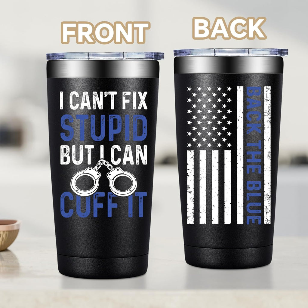 Fufandi Police Officer Gifts - Academy Graduation Gifts for Police -Birthday Fathers Day Gift for Dad, Men, Policeman - Tumbler Cup 20oz