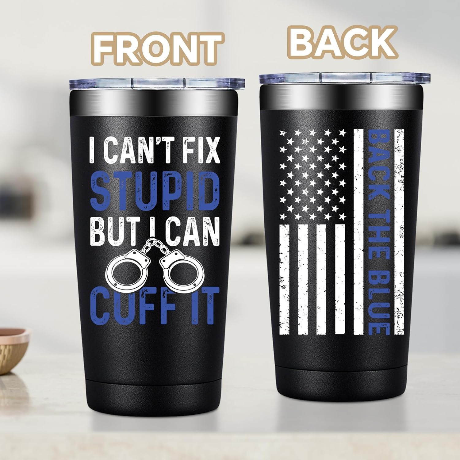 Fufandi Police Officer Gifts - Academy Graduation Gifts for Police -Birthday Fathers Day Gift for Dad, Men, Policeman - Tumbler Cup 20oz