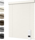 Motorized Cordless Aluminum Blinds with Remote, Automatic Room Darkening Horizontal Blinds for Indoor Windows, Light Adjustment Waterproof Blinds, Customized for Home Office, Beige