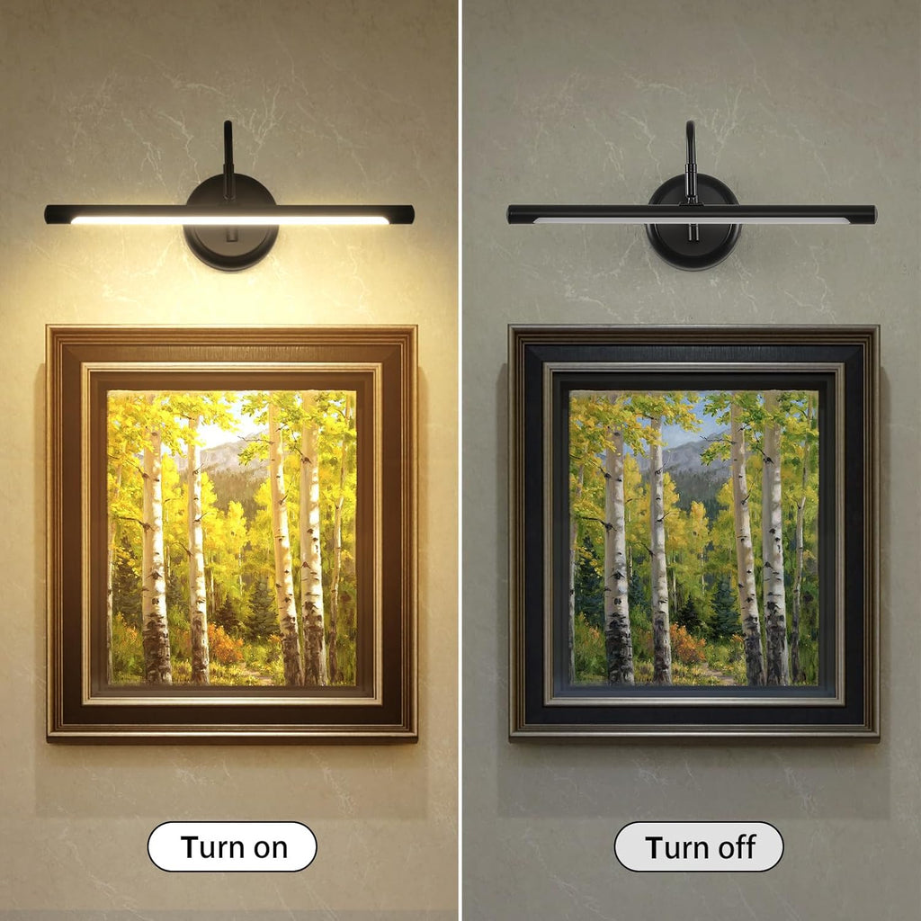 JOOSENLUX Picture Lights for Paintings Hardwired 16.5" Inch Long Dimmable Black Wall Lights with Adjustable Lighting Direction 110V 3000K