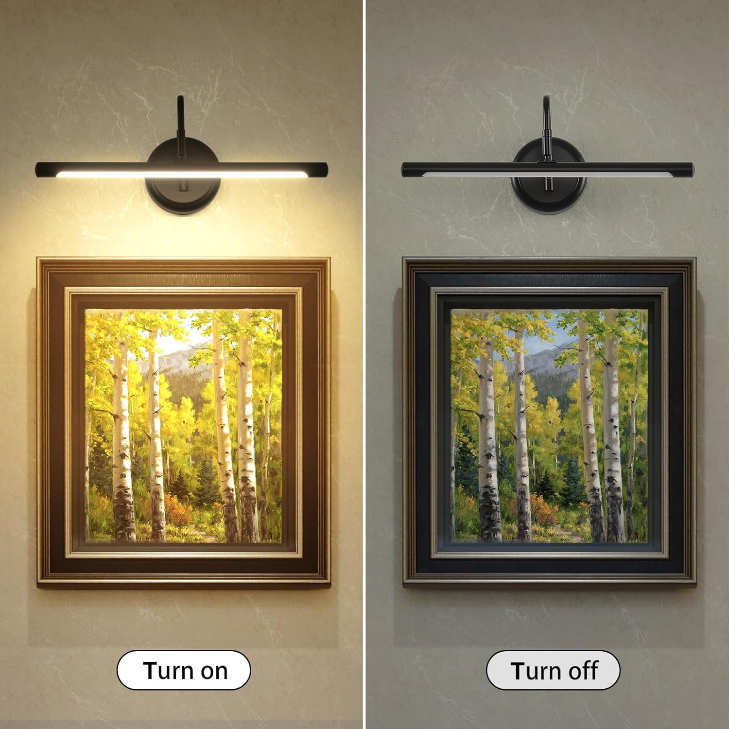 JOOSENLUX Picture Lights for Paintings Hardwired 16.5" Inch Long Dimmable Black Wall Lights with Adjustable Lighting Direction 110V 3000K