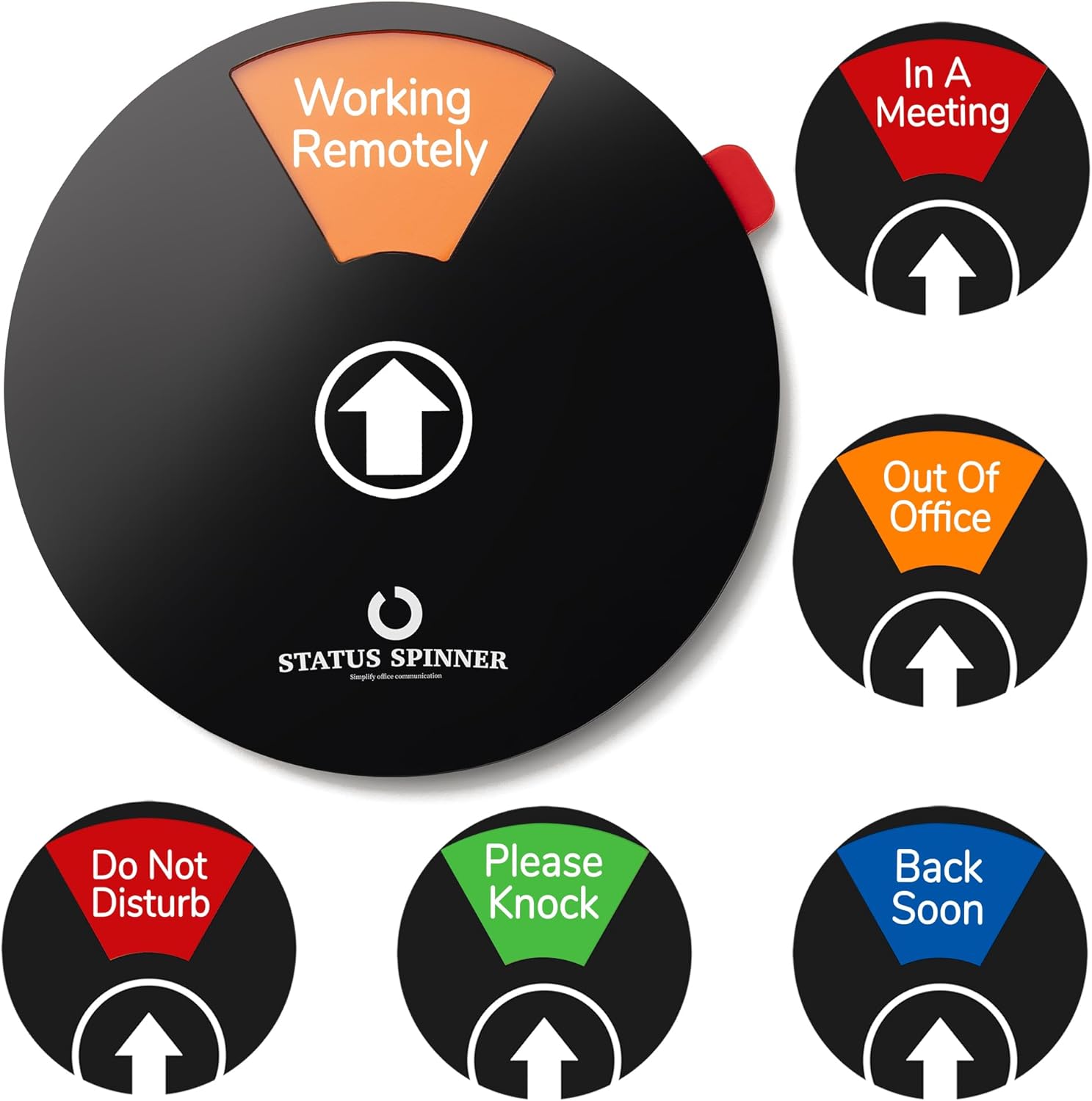 Do Not Disturb, In A Meeting, Working Remotely, Out Of Office, Please Knock, Back Soon Status Spinner Privacy Signs for Home Use