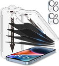 EZ-GLAZ-4+2 Pack for iPhone 14 Plus Privacy Screen Protector[6.7 inches] With Camera Lens Protector, [Drop Protection] 9H Hardness Full Coverage Anti-Spy Tempered Glass Film, Easy to install