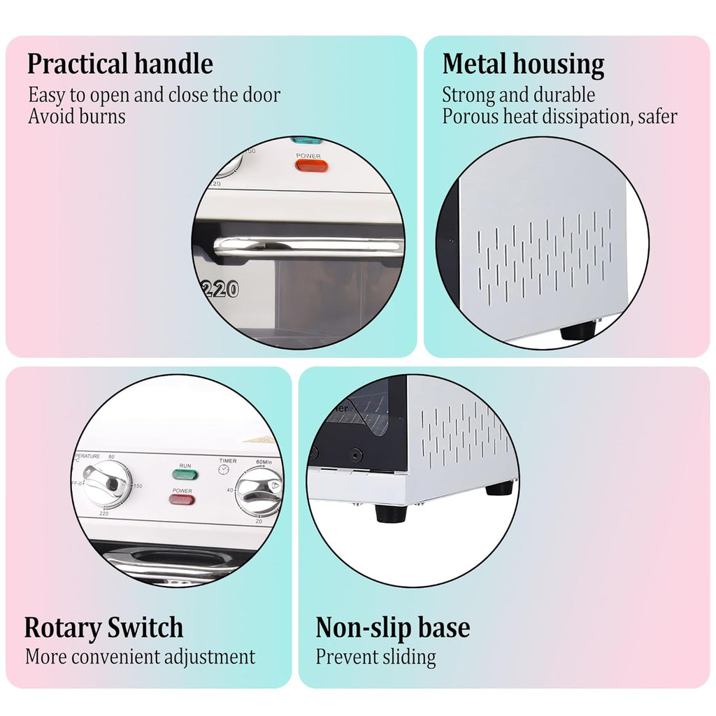 High Temperature Sterilizer, 8L Large Capacity Dry Heat Sterilizer, Max. Temperature 220℃, With Temperature Control & Timer, For Hair Salon Spa Nail Salon, Tool Sterilizer