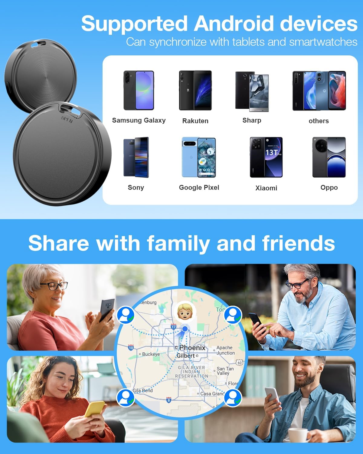 Air Tags for Android,Air Tags-1 Pack Android,Air Tracker Tags with 1 Case,2 Year Battery Life,Google Find Trackers for Google'S Find Hub App,IP65 Waterproof Luggage Tracker Tags for Keys