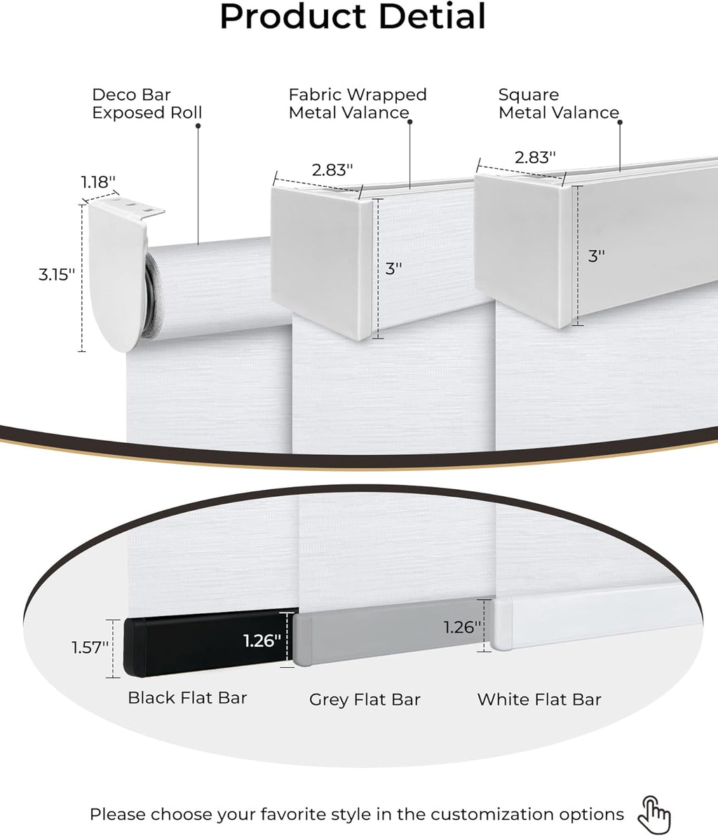 Motorized Roller Shade with Remote Control, 100% Blackout Electric 21-98” Width Blinds for Windows with Via Hub Alexa Google Home, Rechargeable Smart Automatic Customized Size（Texture-White）