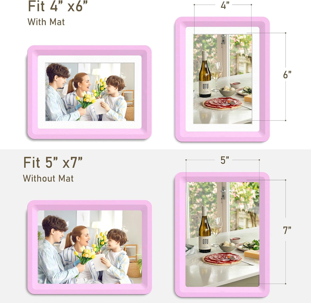 Pink 5x7 Picture Frame with Acrylic Front 1 Pack, ABS Frame for 5x7 or 4x6 Photos, Shatterproof UV-Resistant Tabletop Photo Frame, Vertical/Horizontal Display for Home Décor