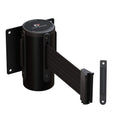 Crowd Control Warehouse - CCW Series WMB-120 Fixed Wall Mount Retractable Belt Barrier - 11 Foot, Black Belt with Black Steel Case, Crowd Control Barriers
