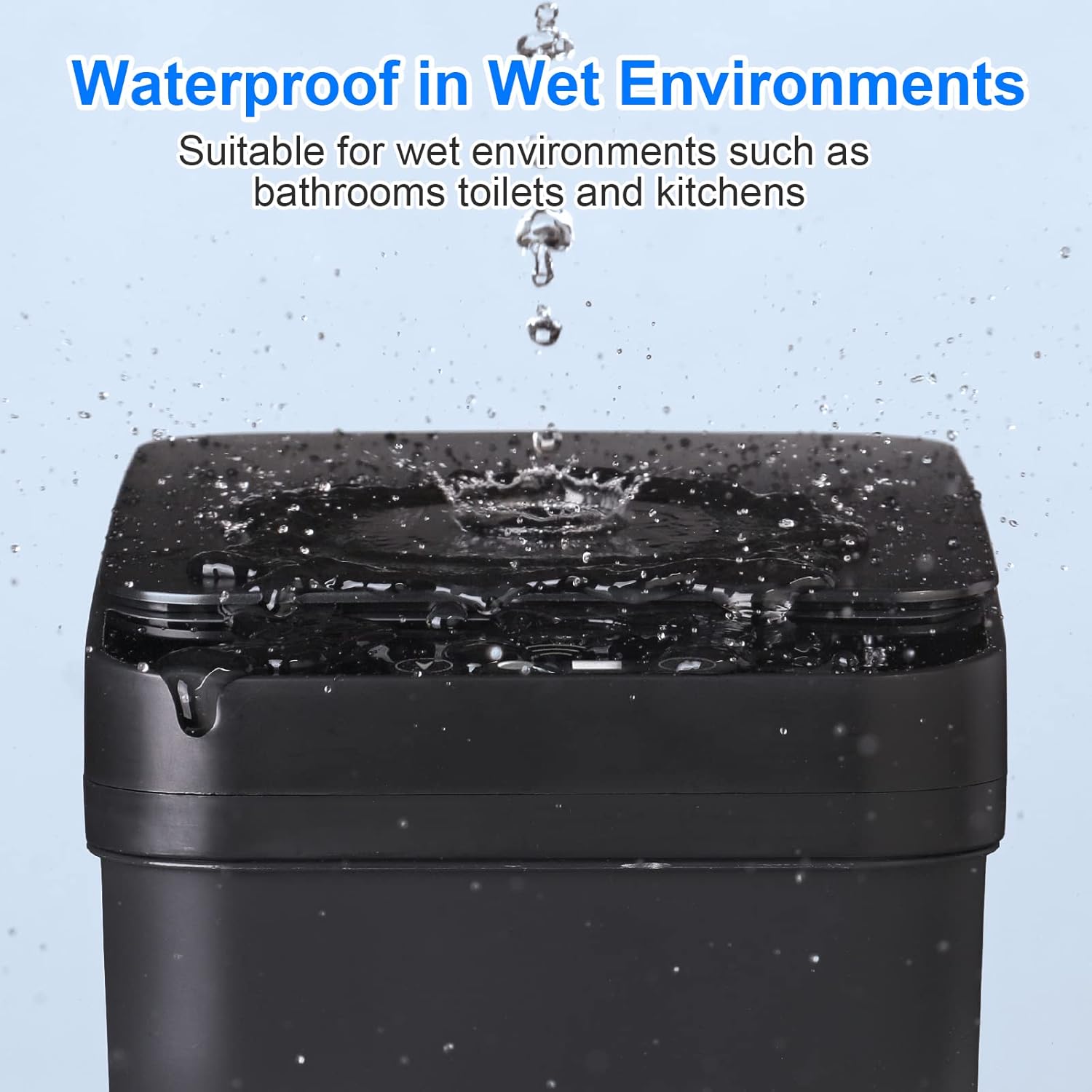 Bathroom Automatic Trash Can 3 Pack 2.2 Gallon Motion Sensor Touchless Small Slim Garbage Can with Lid Smart Electric Narrow Garbage Bin for Bedroom Living Room Office Kitchen (Black)