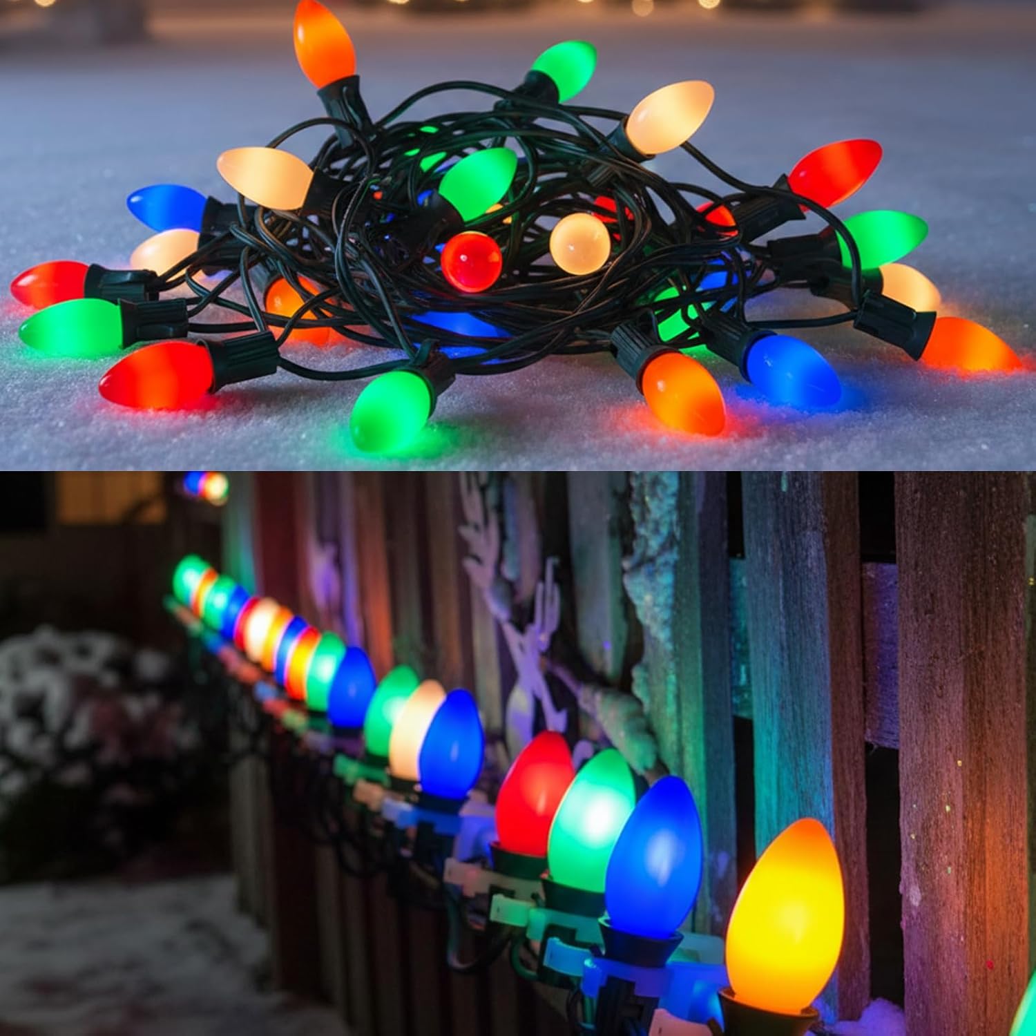 C7 LED Christmas Lights Replacement Bulbs, 25 Pack 0.6w C7 Ceramic Multicolor Light Bulbs with E12 Candelabra Base, Vintage Colored Light Bulbs for Indoor/Outdoor Christmas String Lights