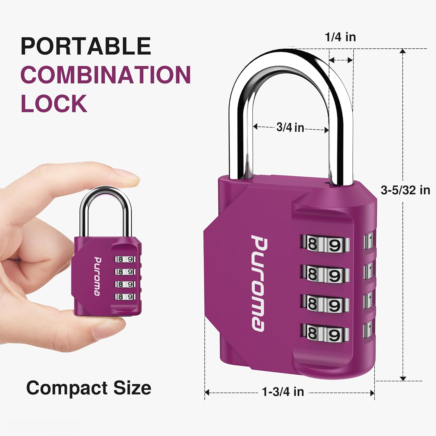 Puroma 2 Pack Combination Lock for Locker 4 Digit Outdoor Waterproof Padlock for School, Gym, Sports, Fence, Toolbox, Gate, Case, Outdoor, Hasp Storage, Cabinets (Red-Violet)
