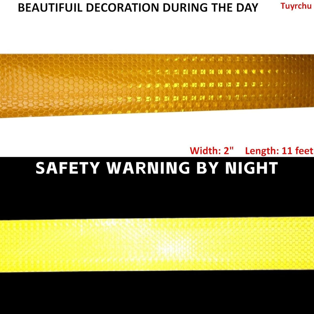 Yellow Reflective Tape 2 inch, Outdoor Waterproof High Visibility Warning Industrial Marking Tape, Safety Stickers (11 feet)