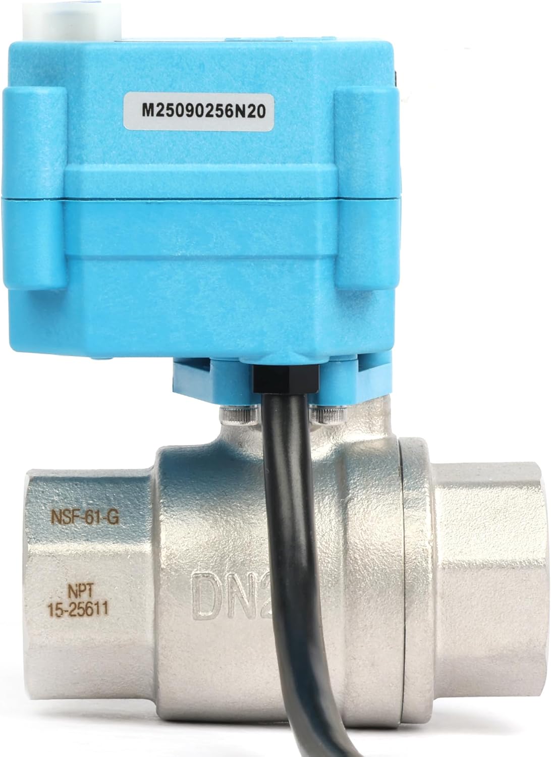U.S. Solid 3/4 inch NPT 304 Stainless Steel Motorized Ball Valve - Plastic Electrical Ball Valve, 2 Wire Auto Return, AC 110~230V, Normally Closed, IP67, NSF Certified