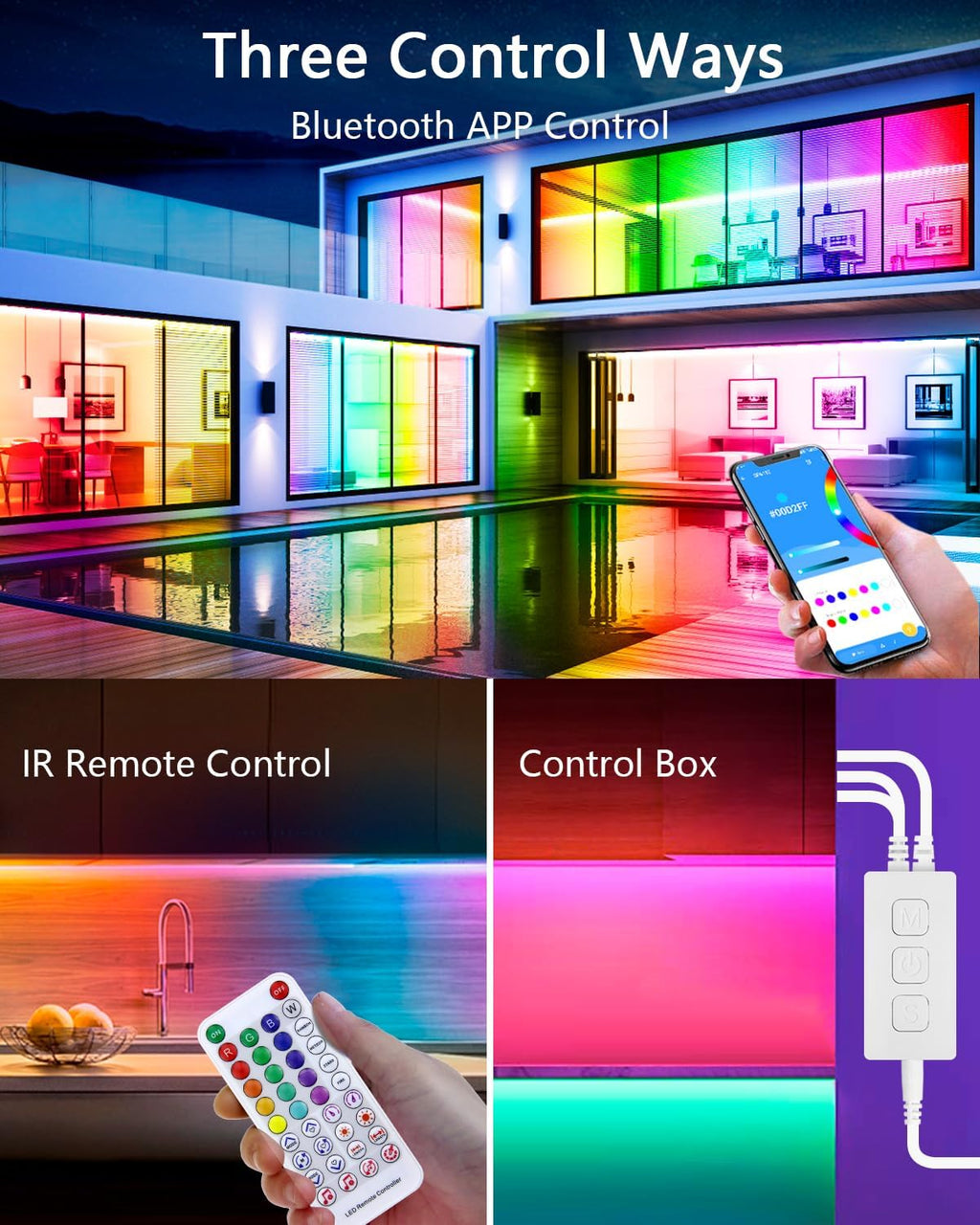 ALITOVE WS2812B WS2811 Bluetooth APP Controller Music Sync Addressable RGB IC LED Remote Controller Dual Outputs SP611E for SK6812 WS2812 SM16703 UCS1903 LED Pixel String Light Strip DC 5V~24V