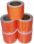Orange Reflective Tape Outdoor Waterproof 4 inch Wide, High Visibility Industrial Marking Tape, Safety Adhesive Stickers (68 feet,5 Rolls)