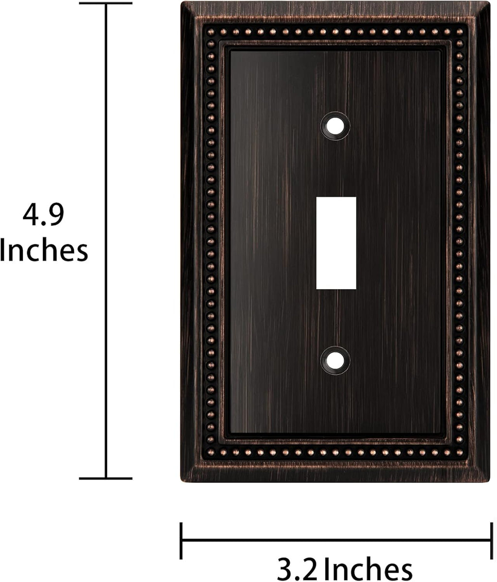 Henne Bery Sunken Pearls Heavy Duty Decorative Wall Plate Switch Plate Outlet Cover (Single Toggle, 2 Pack, Aged Bronze)