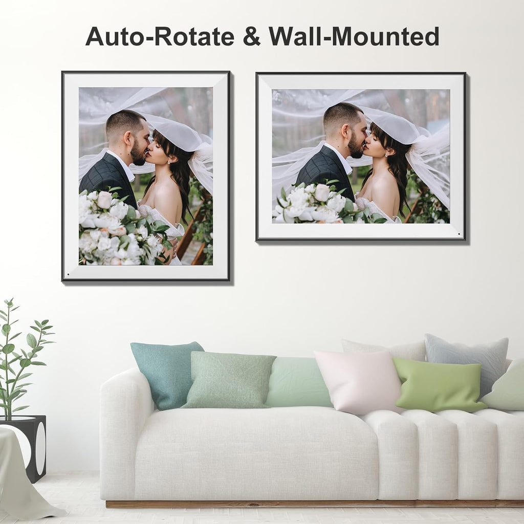 17" Digital Picture Frame Large-WiFi-Photo-Frame - 1280 * 960 FHD Touchscreen Display, 32GB Electronic Frame, Wall Mounted, Load Photos and Videos from Phone via App Email, Free Cloud, Gifts for Mom