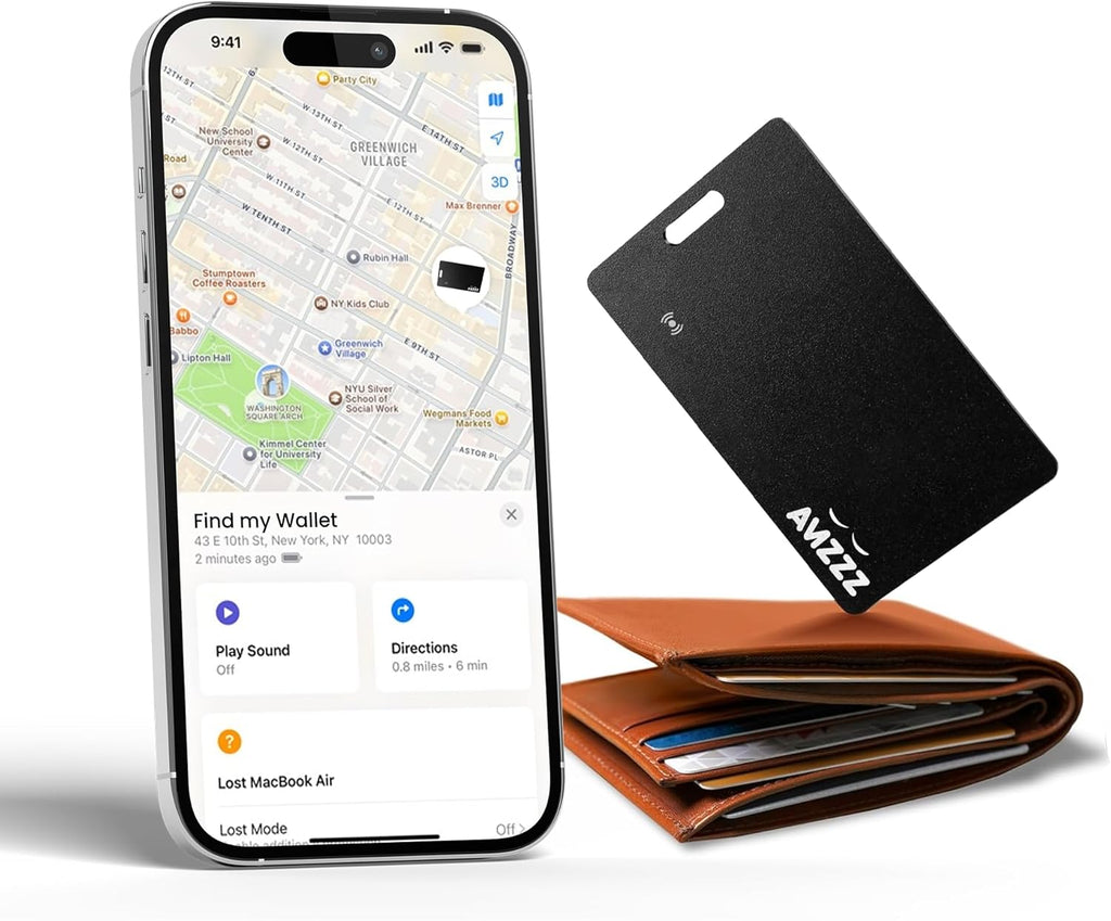 Apple MFI Certified Airtag Tracker Card for Apple Find My, Rechargeable Card, Only 0.07in, Finder with Keychain Hole, Item Locator for for Wallet, Bags