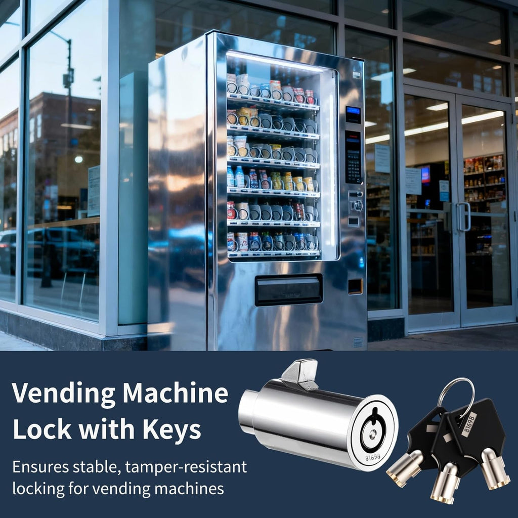5 Sets Vending Machine Locks, Metal Tubular Keyway Security Locks Keyed Alike, Numbered Lock Cylinder Set for Snack Candy Machines, Toy Claw Machines, Gumball Machines