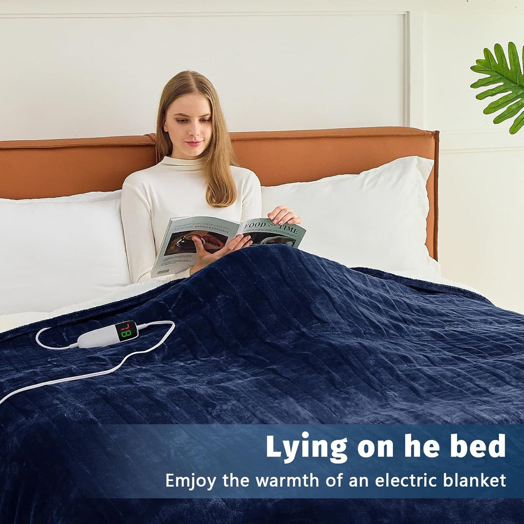 BOMOVA Heated Electric Blanket Full Size - 72" x 84" Heating Blanket with 10 Heating Levels & 8 Hours Auto Off, Warm Flannel Blanket, Christmas Birthday Gifts for Women