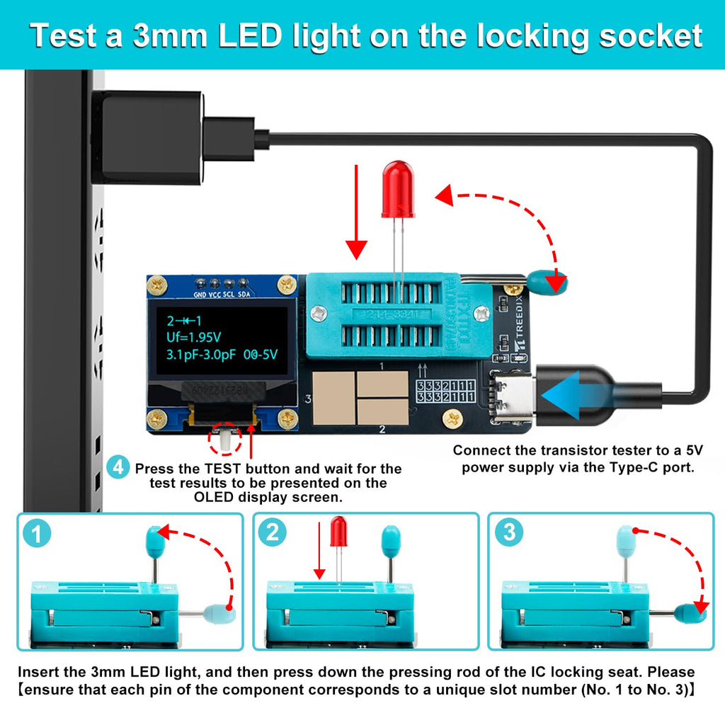 GM328 Transistor Tester – Mosfet Transistor Capacitor Tester, LCR/ESR Meter, SMD Electronic Component Tester for Diode/MOSFET/Capacitor/Resistor (PNP/NPN/Triode/Zener)