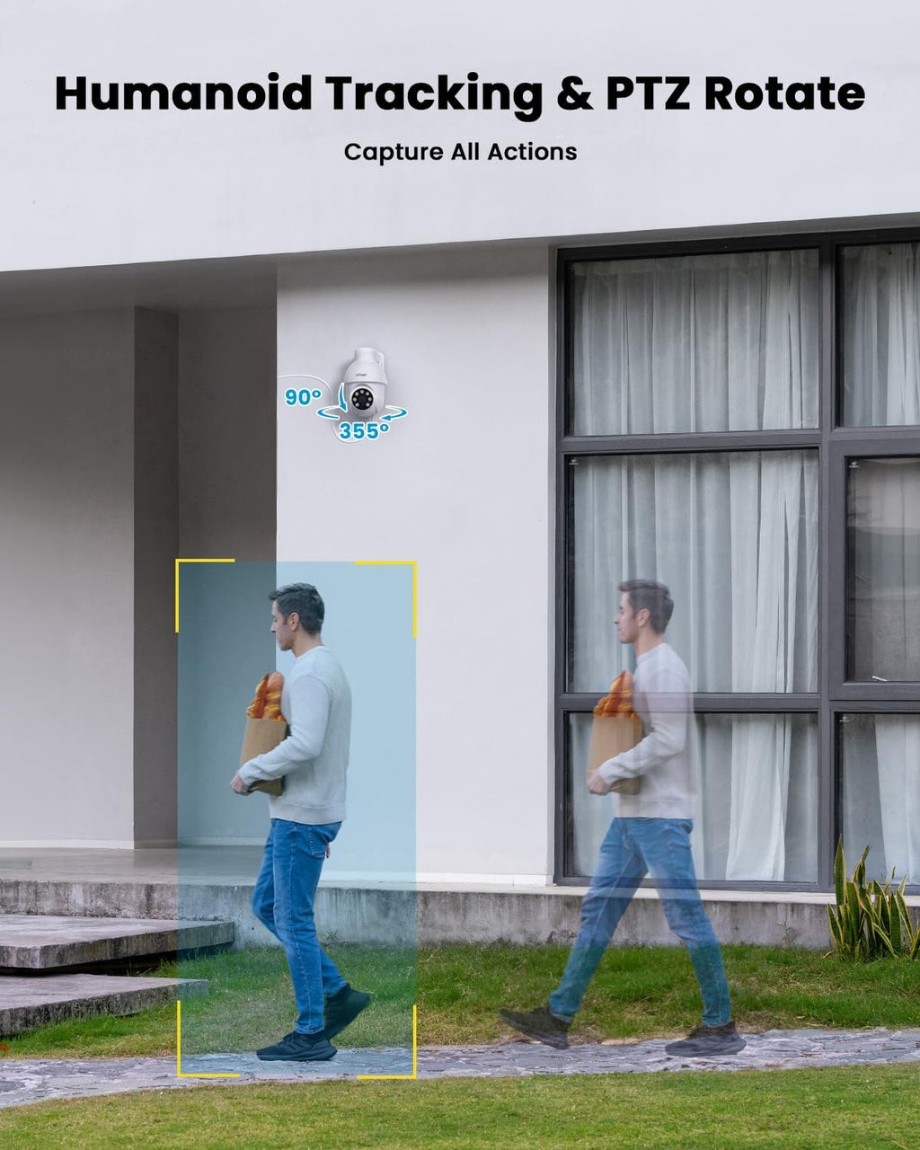 ieGeek 8MP POE Camera, Outdoor Security IP Camera with 355° Pan/90° Tilt, Wired Security Cameras for Home Surveillance, AI Detection, Auto Tracking, 2-Way Audio, Night Vision, 24/7 Recording