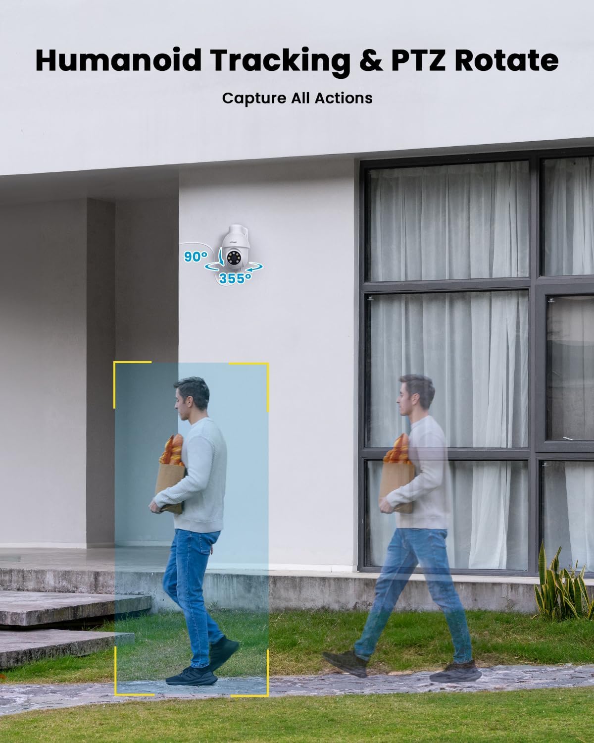 ieGeek 8MP POE Camera, Outdoor Security IP Camera with 355° Pan/90° Tilt, Wired Security Cameras for Home Surveillance, AI Detection, Auto Tracking, 2-Way Audio, Night Vision, 24/7 Recording