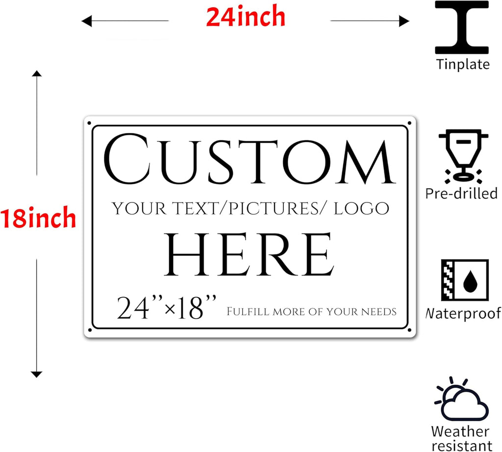 Custom Sign, personalized metal sign，Aluminum Weatherproof Metal Sign Large Sizes, Reflective,Customize for Office, Business, Workplace, office, Home, Delivery Signs(24 * 18 Inch)