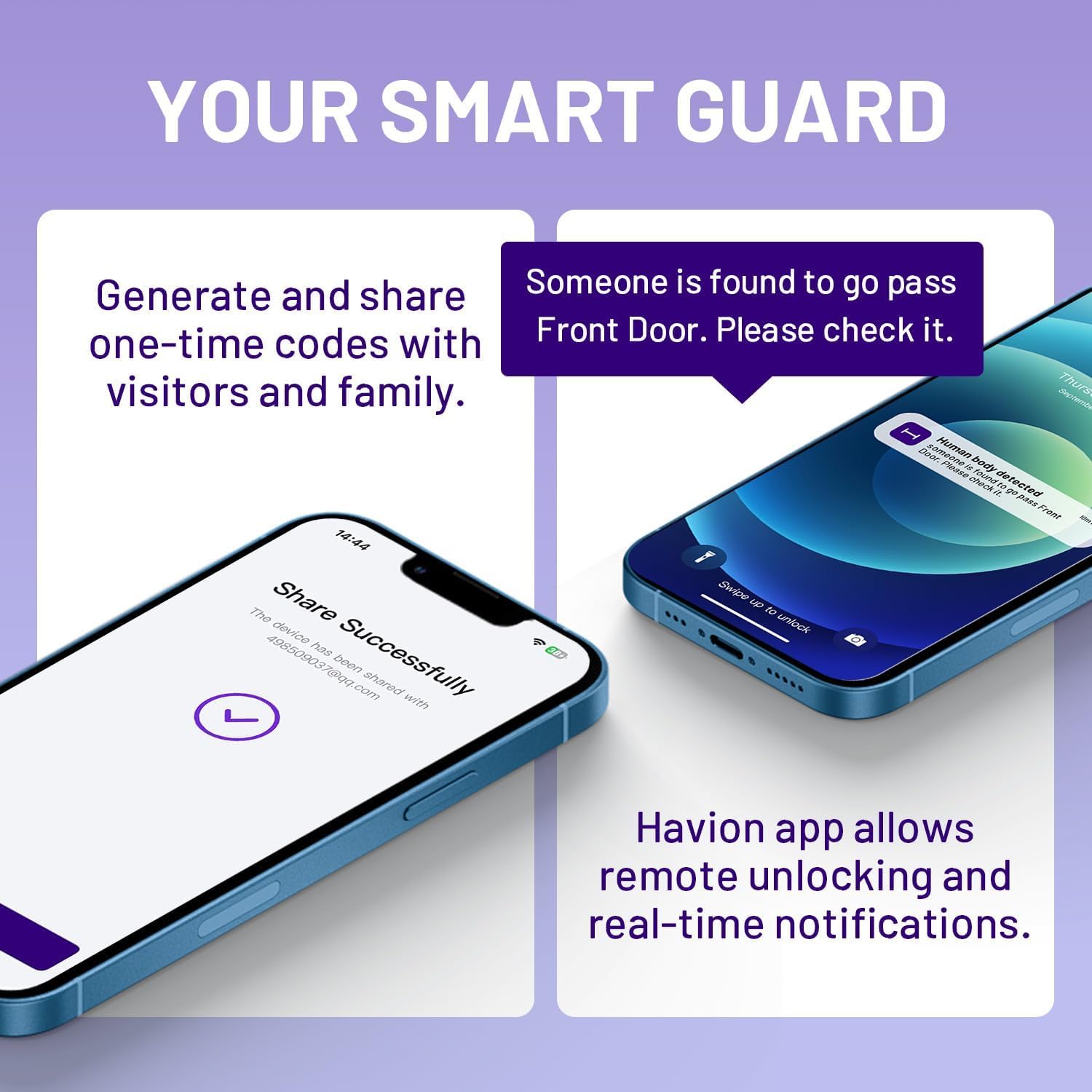 Havion Deadbolt Smart Lock w/Camera - Incl. Chime, 3-in-1 Wi-Fi Deadbolt+Camera+Video Doorbell Keyless Fingerprint Lock for Entry Front Door, 32GB eMMC, 10000mAh, 2K QHD & 170° View