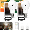 Neporal MagicGlow Rechargeable Solar Light Bulbs with Remote, USB+Solar Rechargeable Bulbs,3 Colors Shift + Dimmable Battery Light Bulb, A19 Emergency LED Light Bulbs, 15W, Up to 24 Hours, 2 Pack