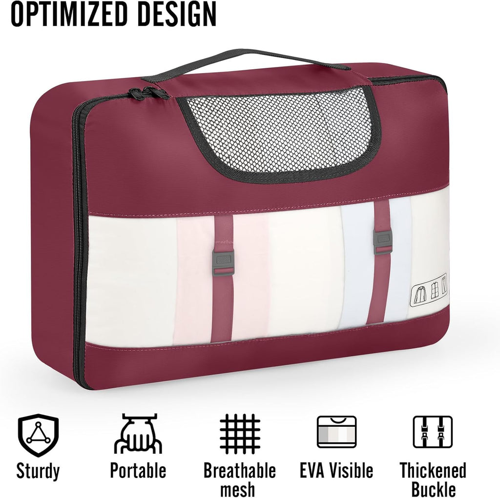 Veken 8 Set Packing Cubes for Travel Essentials, Christmas Gifts, Suitcase Organizer Bags in 4 Sizes, Carry-On Luggage Accessories with Large Laundry & Hanging Toiletry Bag, Must-Have for Airplane