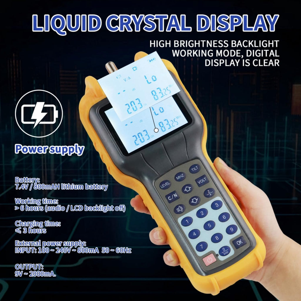 RY S110 Pro CATV Cable Tester - 47-870 MHz Coax Cable Tester Tracer Coaxial Wire Continuity Checker, TV Handle Signal Level Meter DB Tester Meter
