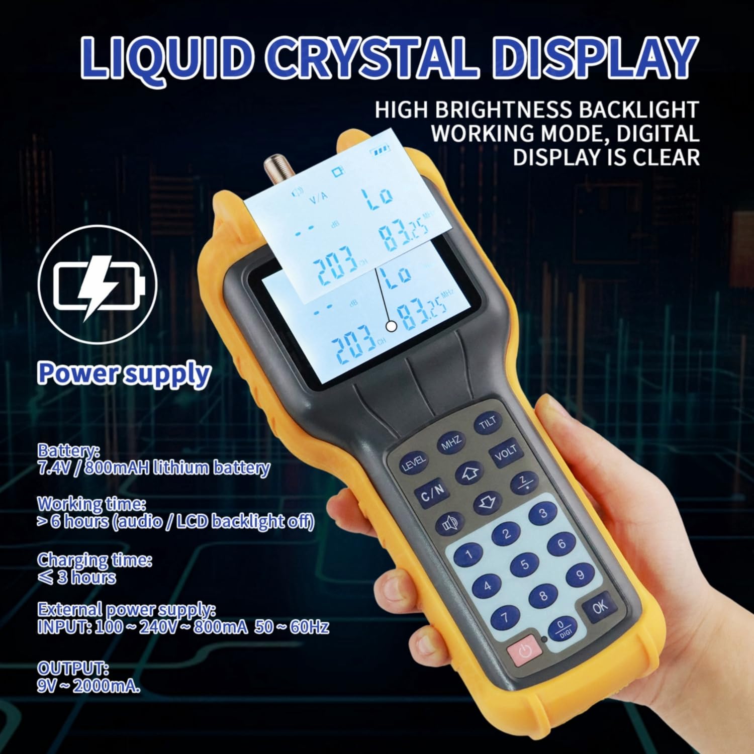 RY S110 Pro CATV Cable Tester - 47-870 MHz Coax Cable Tester Tracer Coaxial Wire Continuity Checker, TV Handle Signal Level Meter DB Tester Meter