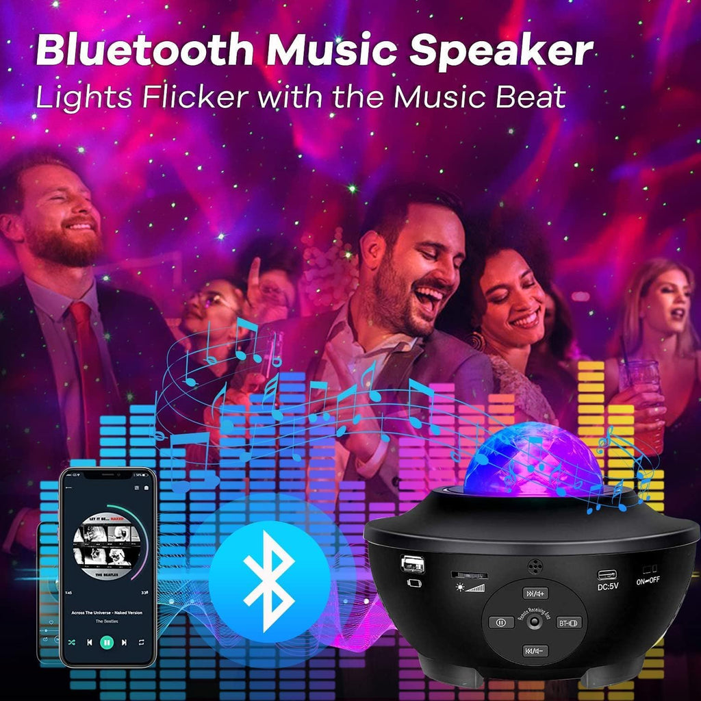 Sunbox Star Projector,Galaxy Projector Night Light with Remote Control,White Noise,Music Speaker&Timer,Starry Light Projector for Bedroom,Party,Decoration,Star Night Light