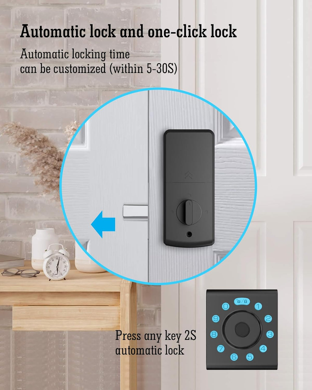 LELOUPFIDELE Smart Lock – Keyless Entry Door Lock with Keypad Deadbolt, Fingerprint & Anti-Peek Code, Compact Design, Auto-Lock, Easy Install for Home//Office (Matte Black)