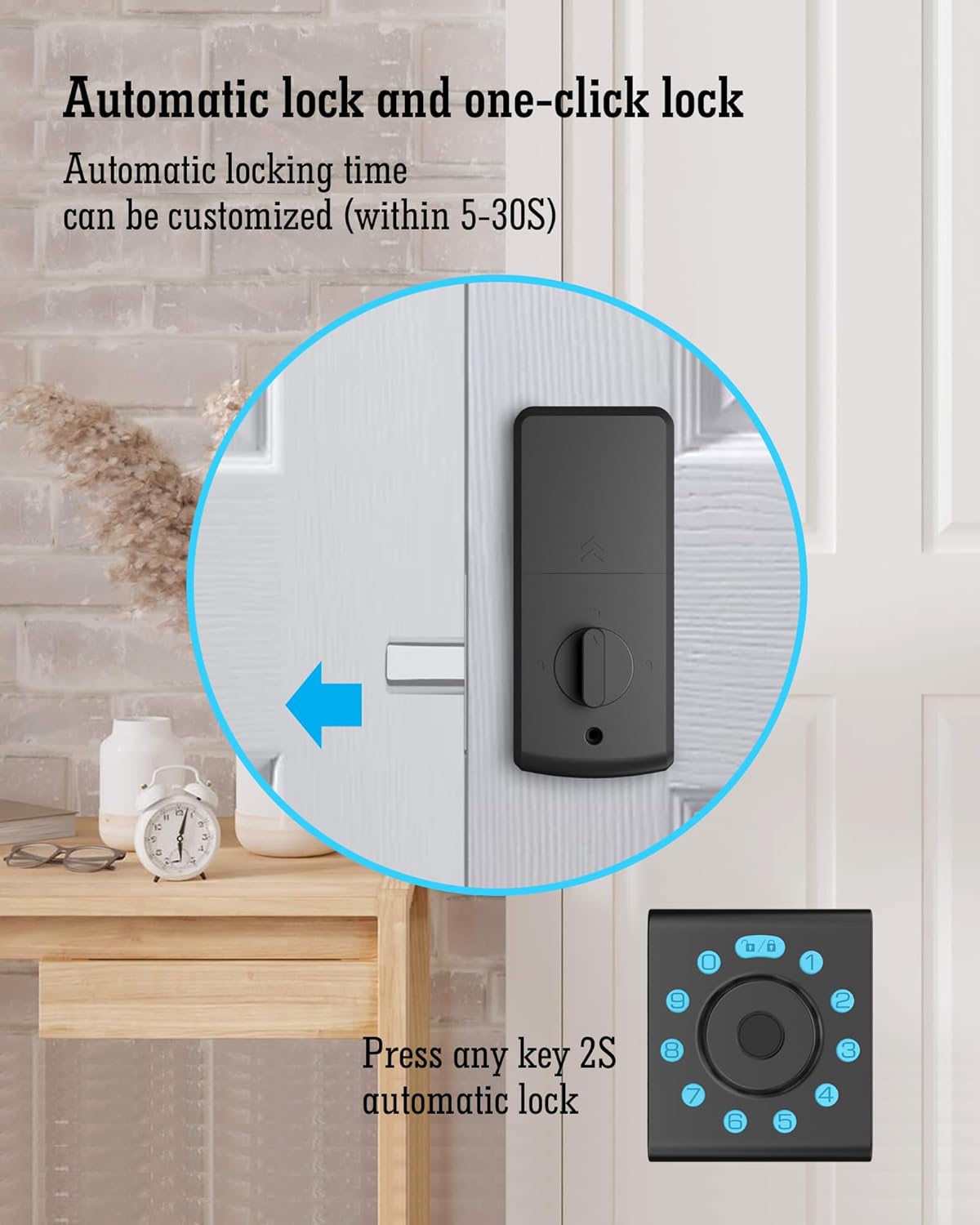 LELOUPFIDELE Smart Lock – Keyless Entry Door Lock with Keypad Deadbolt, Fingerprint & Anti-Peek Code, Compact Design, Auto-Lock, Easy Install for Home//Office (Matte Black)