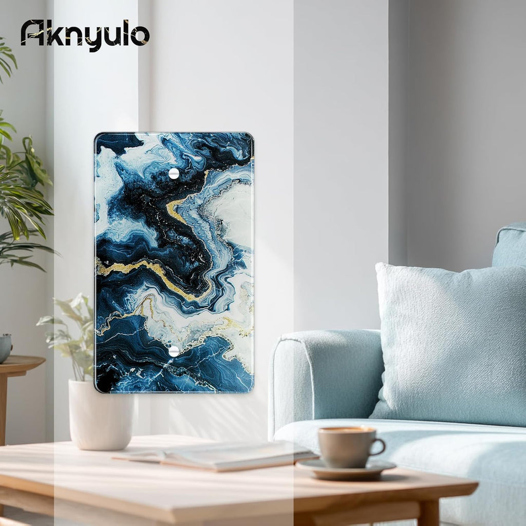 Luxurious Blue and Gold Marble Luxurious Blue and Gold Marble Acrylic Wall Plates Blank Wall Plate Light Switch Cover Plate Blank Wall Plate Decorative Acrylic Light Switch Cover