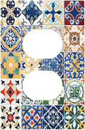 Outlet Covers Moroccan Traditional Mexican Talavera Til 1 Gang Duplex Light Switch Cover Decorative Switch Plates Electrical Receptacle Faceplate Wall Plate for Kitchen Home Decor