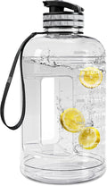 Large Water Bottle with Motivational Time Marker, Water Jug with Handle, Clear Sport Bottle for Gym Camping Workout Outdoors (0.5 Gallon Clear)