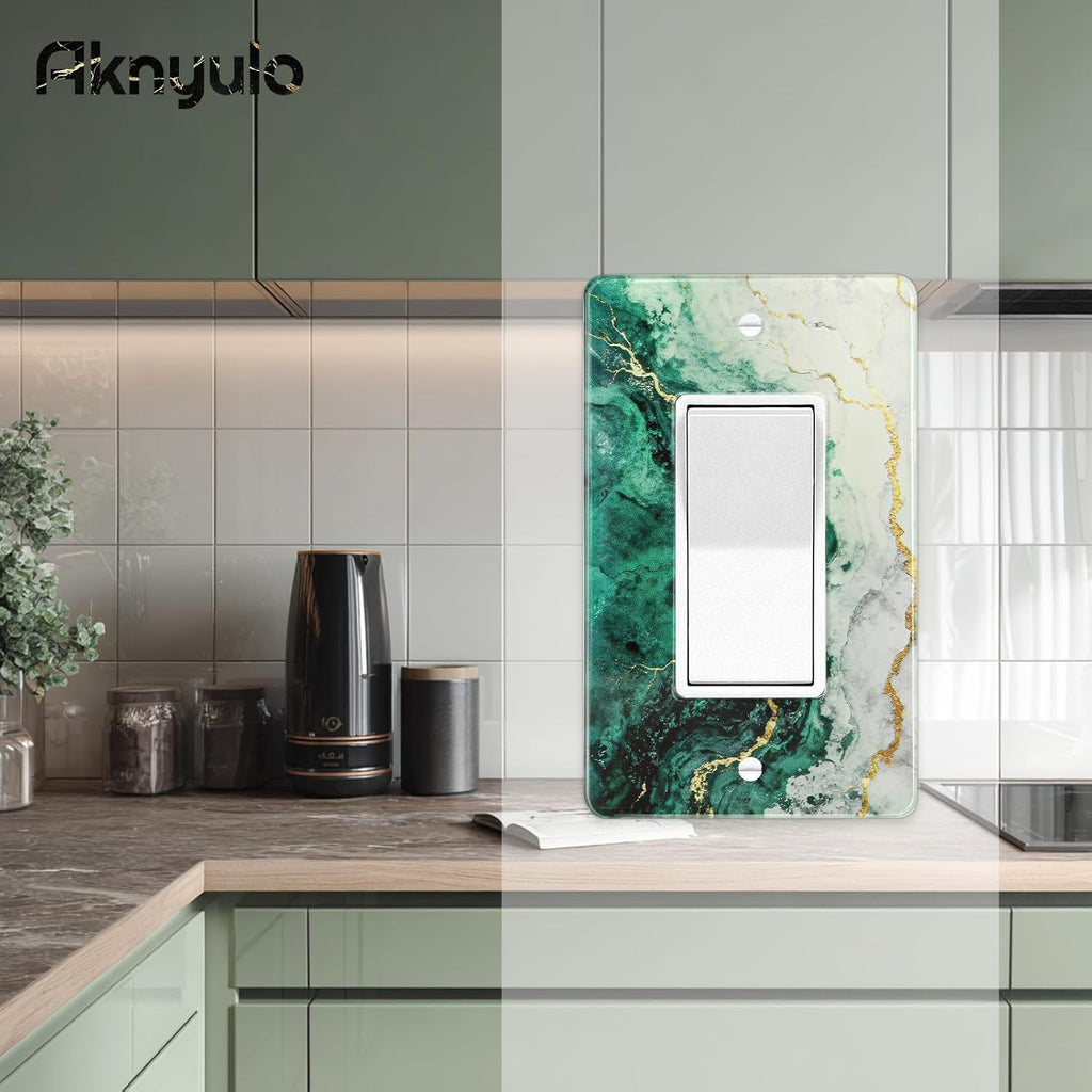 Modern Abstract Lexury Dark Turquoise Teal Blue Gray Marble Textured Acrylic Wall Plate Switch Light Cover Durable Decorative Outlet Covers Switch Plates And Outlet Covers